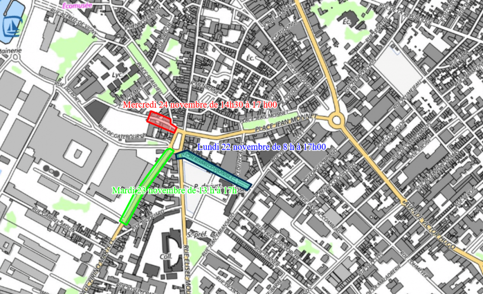 Carte travaux - coupure eau autour place martell