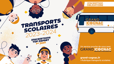 Affiche d'annonce de l'ouverture aux inscriptions pour les transports scolaires