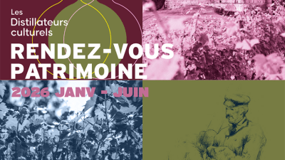 Extrait de la couverture - brochure RDV patrimoine 2026 - filtres colorés sur gravures anciennes