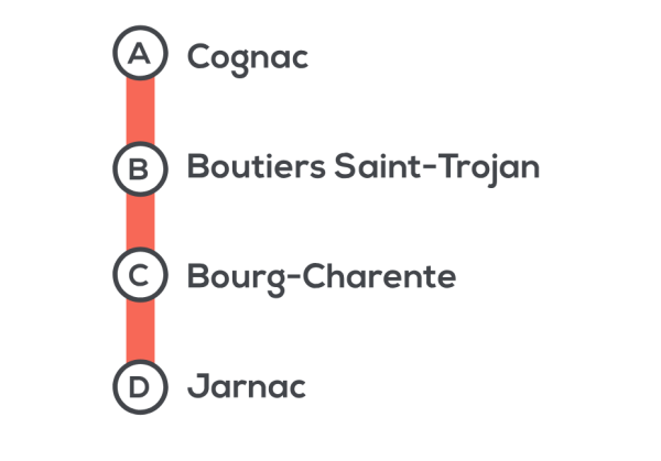 itinéraire balade-1-cyclostreet-art avec les noms villages traversés indiqués