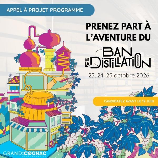 appel-a-projet-programme-BDD Juin - affiche alambic, couleurs rose, bleu, 