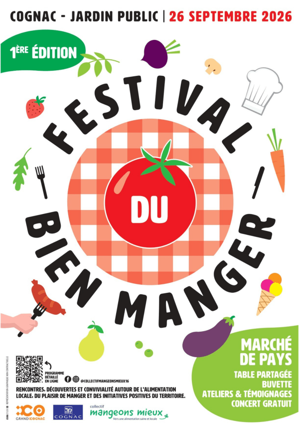 2026-affiche - Festival du bien manger - fruits et légumes illustrés 