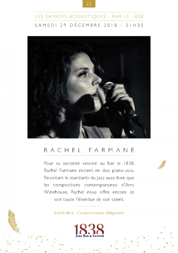 SAMEDI ACOUSTIQUE  -  RACHEL FARMANE